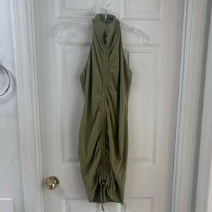 PrettyLittleThing Olive Green Ruched Mini Dress